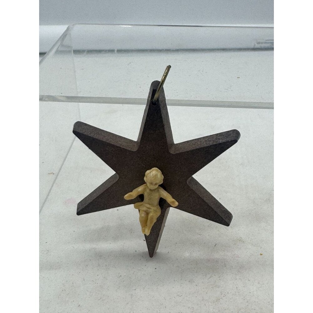 Vintage Made in Italy Miniature Baby Jesus Nativity Star Christmas Ornament